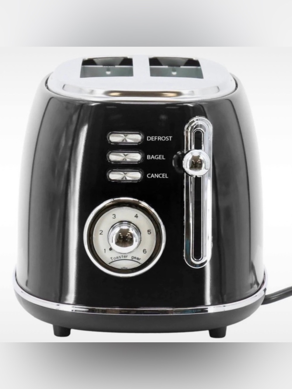 Black 2-Slice Toaster with Defrost & Bagel Functions